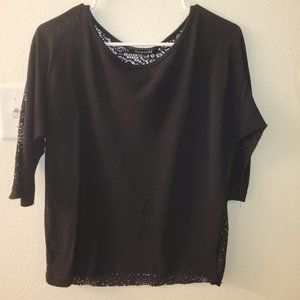 Forever 21 size Medium black 3/4 sleeve lace back scoop neck